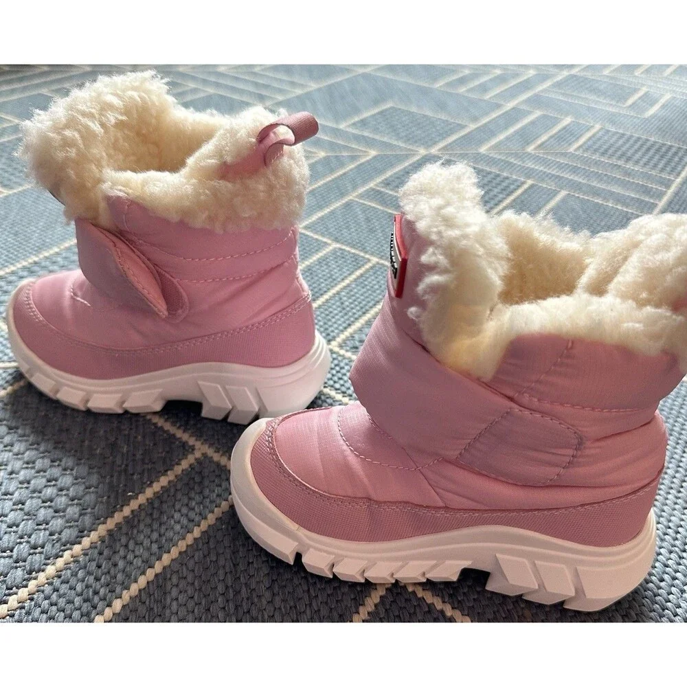Hunter Kids Igloo Light Pink Insulated Waterproof Faux Fur Snow Boots 8T EUC